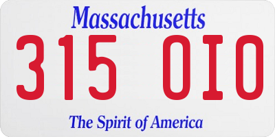 MA license plate 315OI0