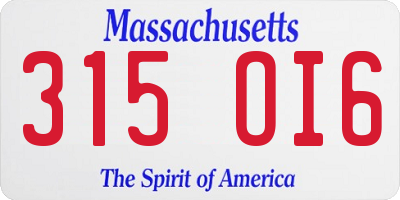 MA license plate 315OI6