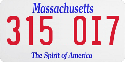 MA license plate 315OI7