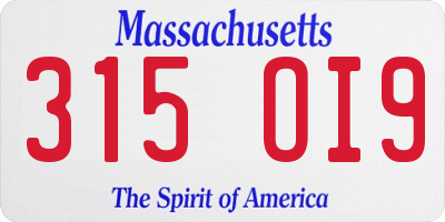 MA license plate 315OI9