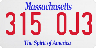 MA license plate 315OJ3