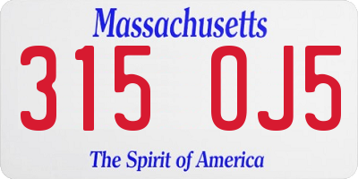 MA license plate 315OJ5