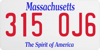 MA license plate 315OJ6