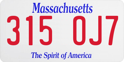 MA license plate 315OJ7