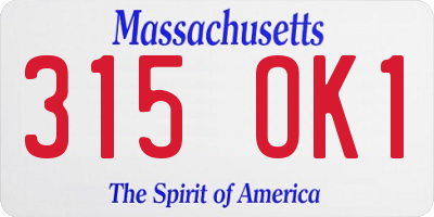 MA license plate 315OK1