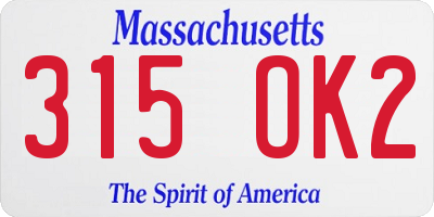 MA license plate 315OK2
