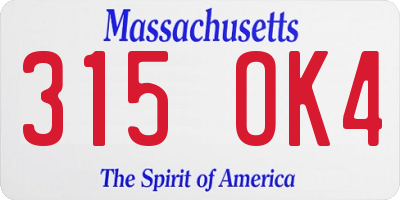 MA license plate 315OK4