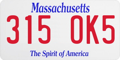 MA license plate 315OK5