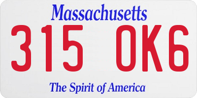 MA license plate 315OK6