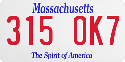 MA license plate 315OK7