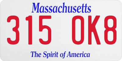 MA license plate 315OK8