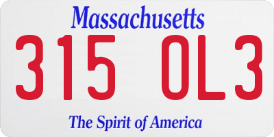 MA license plate 315OL3