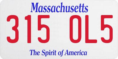 MA license plate 315OL5