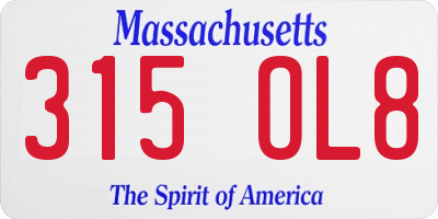 MA license plate 315OL8