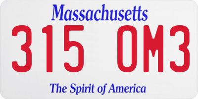 MA license plate 315OM3