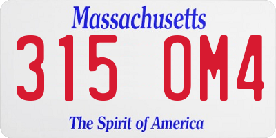 MA license plate 315OM4