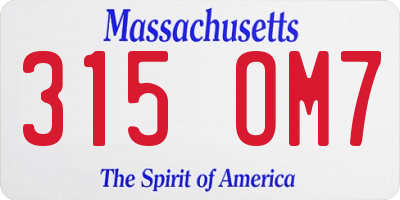 MA license plate 315OM7