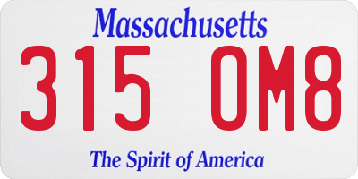 MA license plate 315OM8