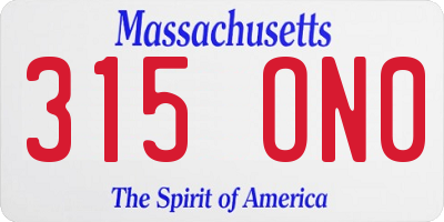 MA license plate 315ON0