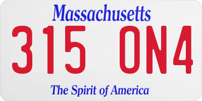 MA license plate 315ON4