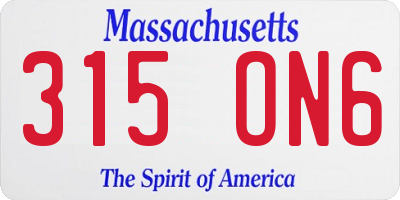 MA license plate 315ON6