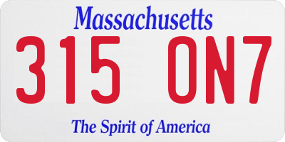 MA license plate 315ON7