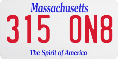 MA license plate 315ON8