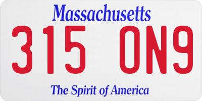 MA license plate 315ON9