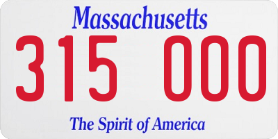 MA license plate 315OO0