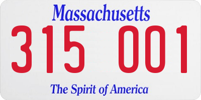 MA license plate 315OO1