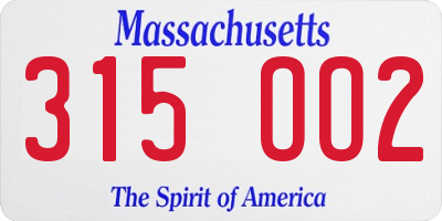 MA license plate 315OO2