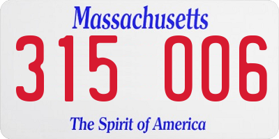 MA license plate 315OO6