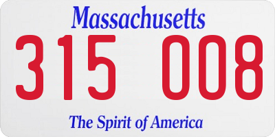 MA license plate 315OO8
