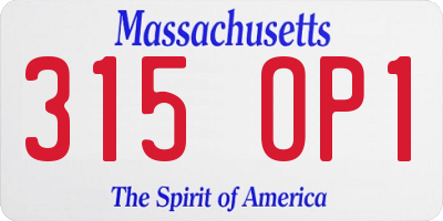MA license plate 315OP1