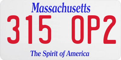 MA license plate 315OP2
