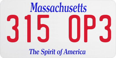MA license plate 315OP3