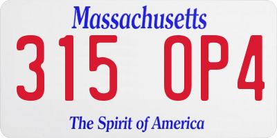 MA license plate 315OP4