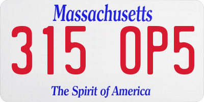 MA license plate 315OP5