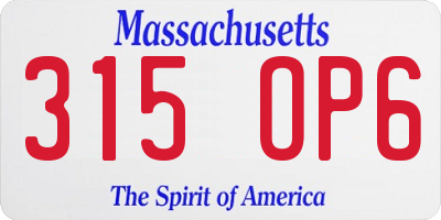 MA license plate 315OP6