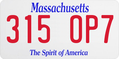 MA license plate 315OP7