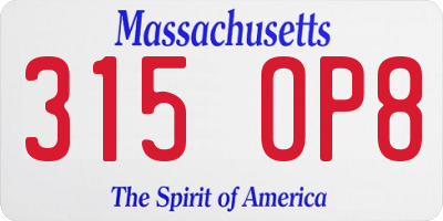 MA license plate 315OP8