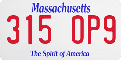 MA license plate 315OP9