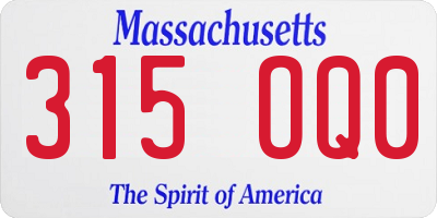 MA license plate 315OQ0