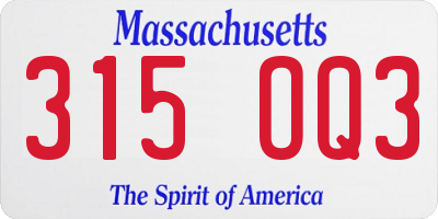 MA license plate 315OQ3