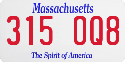 MA license plate 315OQ8
