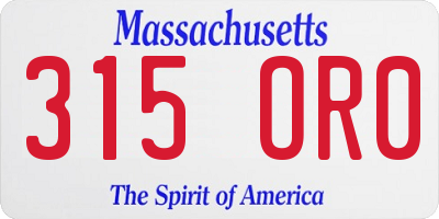 MA license plate 315OR0