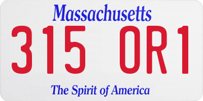 MA license plate 315OR1