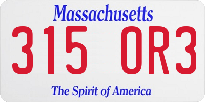 MA license plate 315OR3