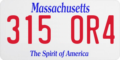 MA license plate 315OR4