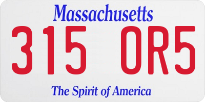 MA license plate 315OR5